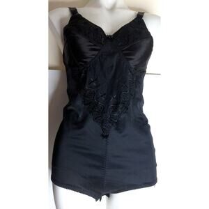 Vintage Intima Black Shapewear Bodysuit Shaper Size 38B